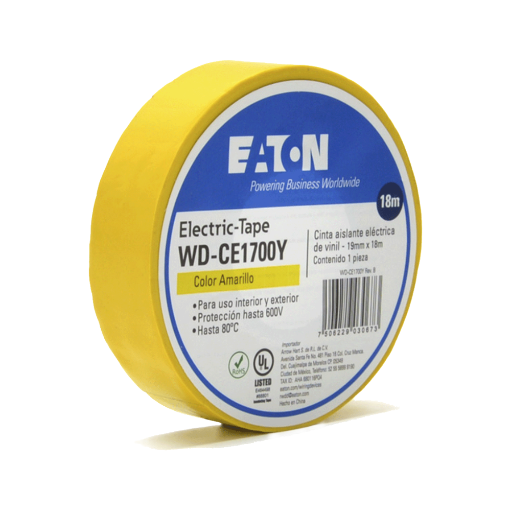 Cinta Aislante de PVC color Amarillo 18M Royer