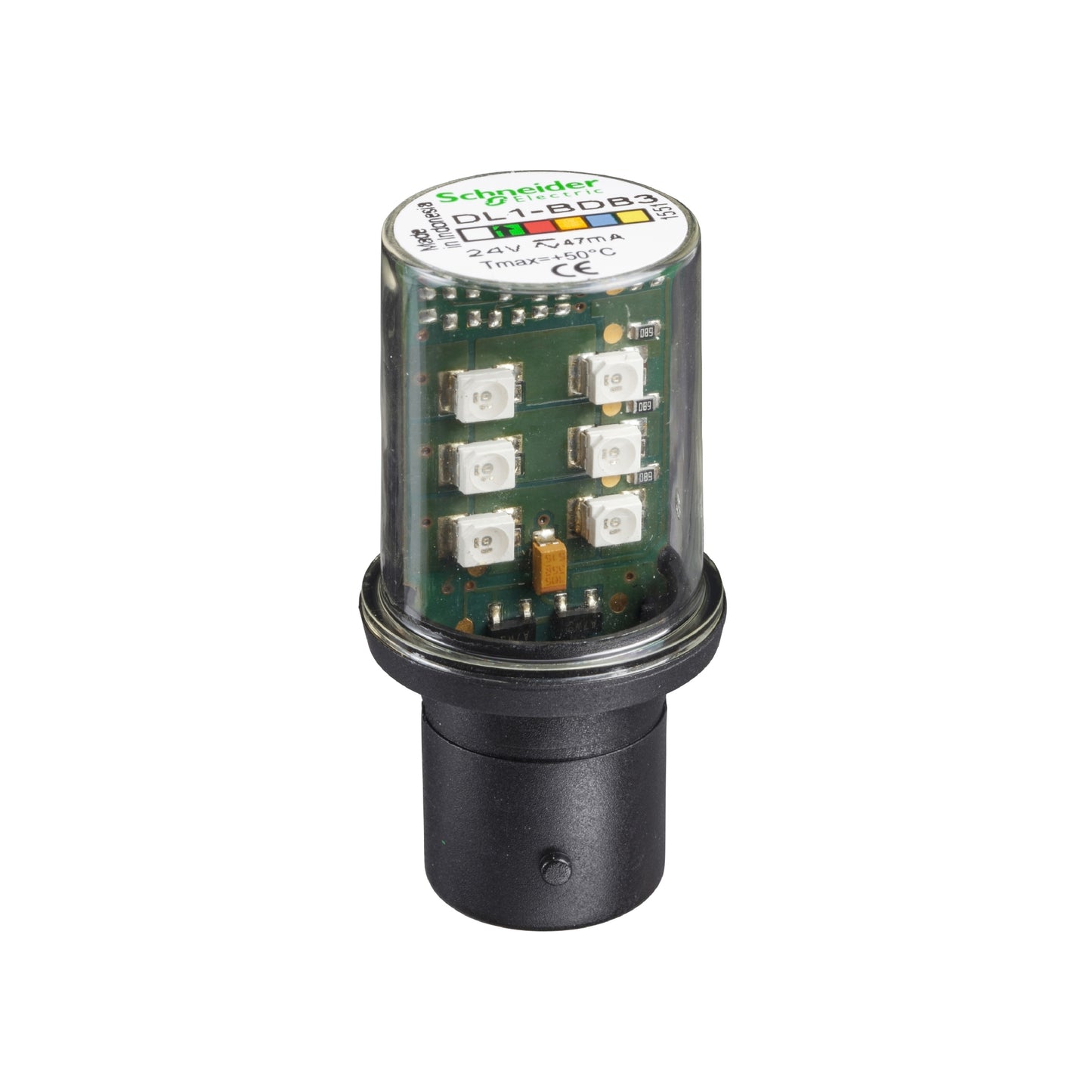 Green LED BA15D 24 VCA/DC Schneider Electric DL1BDB3