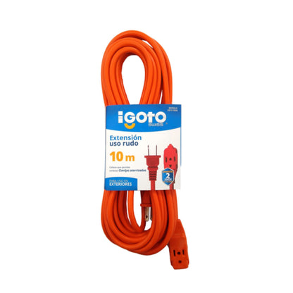 Extensión eléctrica uso rudo 10mts. Naranja Igoto