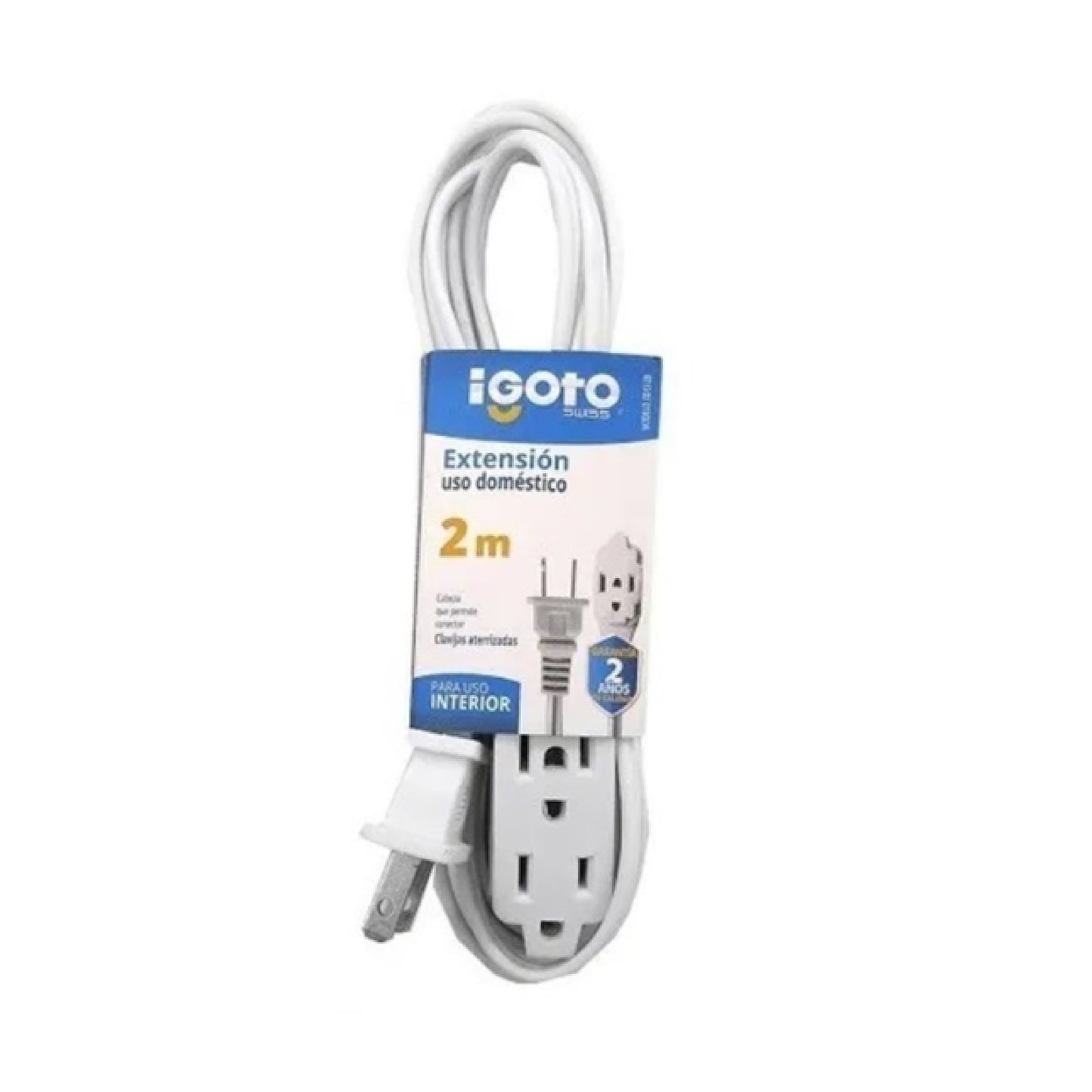 Extensión eléctrica doméstica 2mts. Blanca Igoto