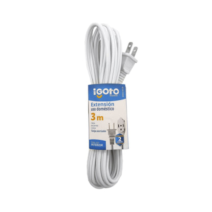 Extensión eléctrica doméstica 3mts. Blanca Igoto