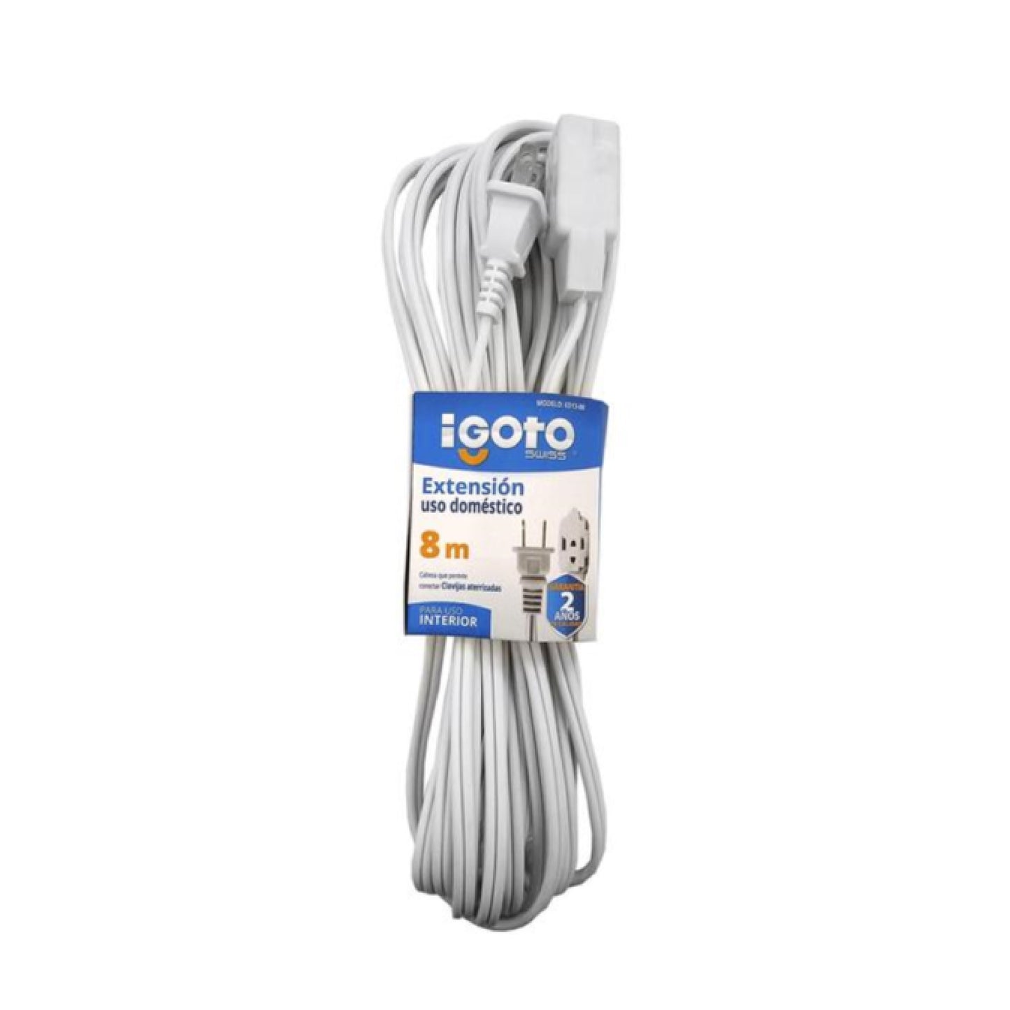Extensión eléctrica doméstica 8mts. Blanca Igoto
