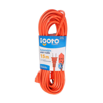 Extensión eléctrica uso rudo 15mts. Naranja Igoto