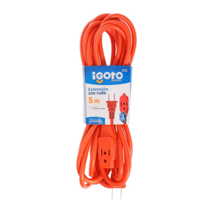 Extensión eléctrica uso rudo 5mts. Naranja Igoto