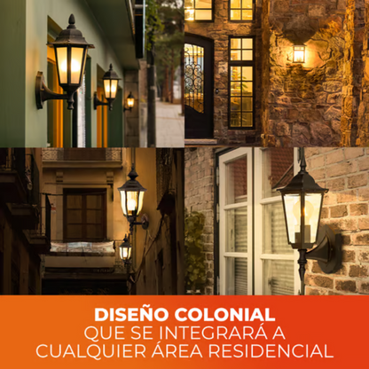 Farol de pared E27 Negro 26W Negro / Cristal Tecnolite