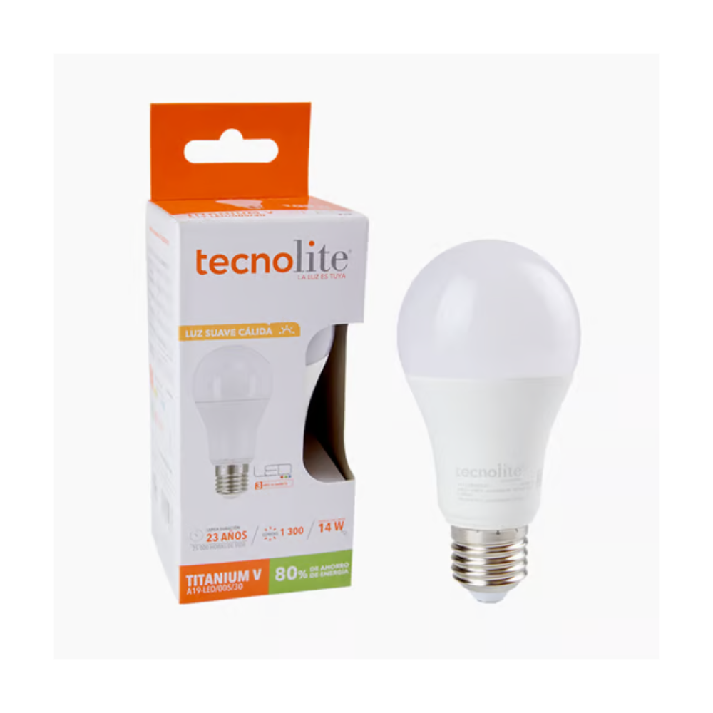 Foco Ahorrador LED 14W Luz Cálida Base E27 Tecnolite