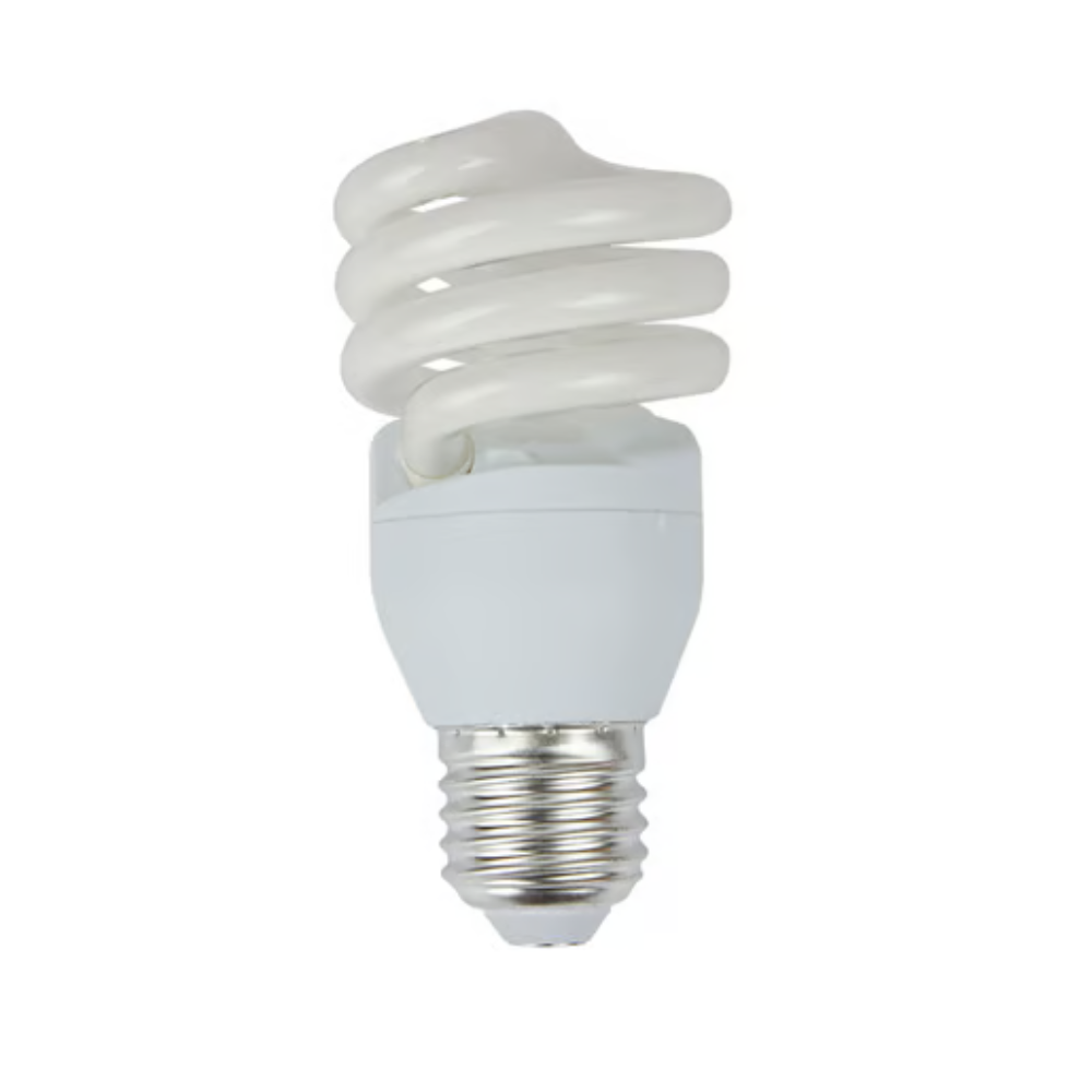Foco Flourescente Espiral 15W Luz Fría Base E27 Cristal Tecnolite