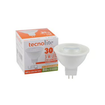 Foco LED MR16 3W Luz Cálida Base GX5.3 Tecnolite