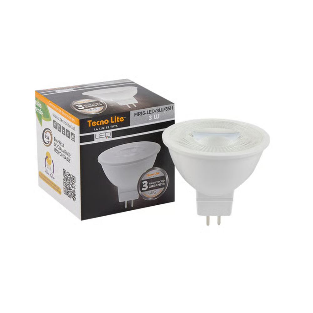 Foco LED MR16 3W Luz Fría Base GX5.3 Tecnolite