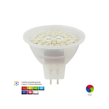Foco LED MR16 3W Luz RGB Colores Base GX5.3 Tecnolite