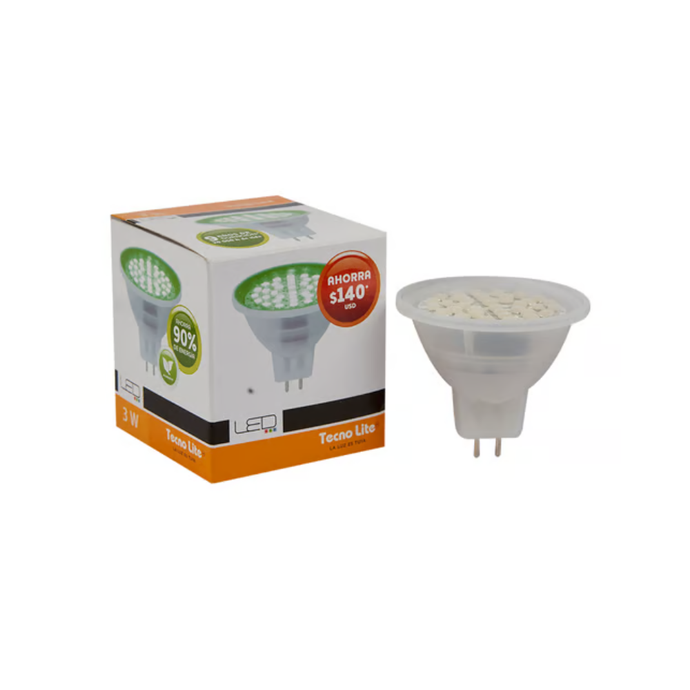 Foco LED MR16 3W Luz Verde Base GX5.3 Tecnolite
