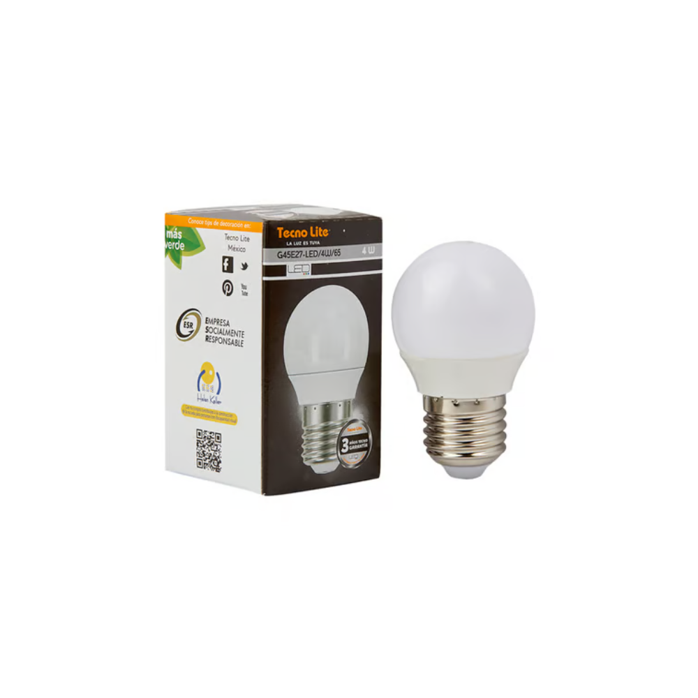 Foco LED Tipo Globo 4W Luz Fría Base E27 Tecnolite