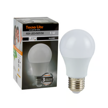 Foco ahorrador LED A19 E27 Luz Cálida 5W Tecnolite