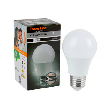 Foco ahorrador LED A19 E27 Luz Fría 5W Tecnolite