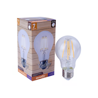 Foco filamento LED A19 Luz Cálida 7W Tecnolite