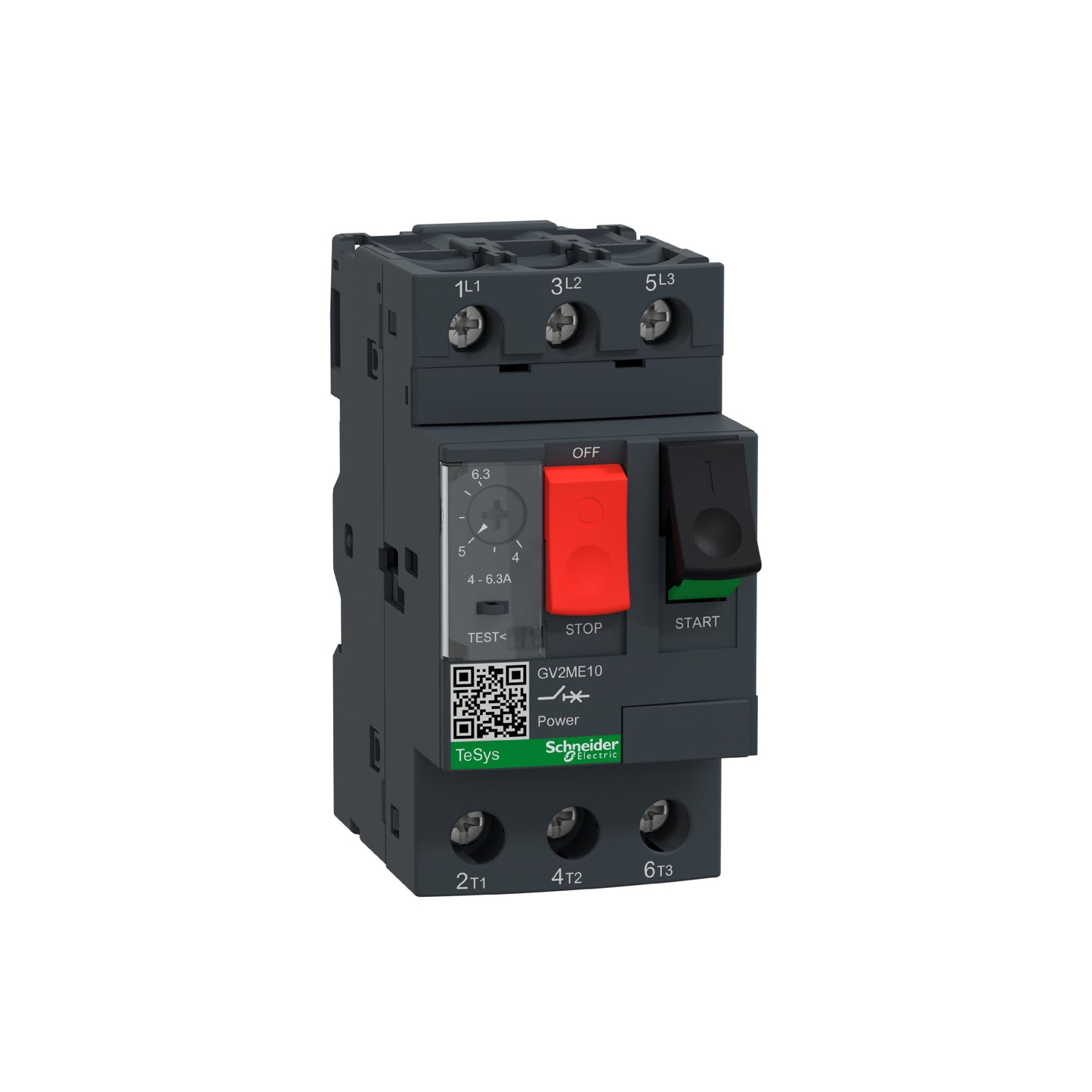 Interruptor de Motor Termomagnético GV2 Ajustable de 2.5A a 4A, 690 VCA, 3 Polos, 100 kA, Conexión por Tornillo Schneider Electric GV2ME08