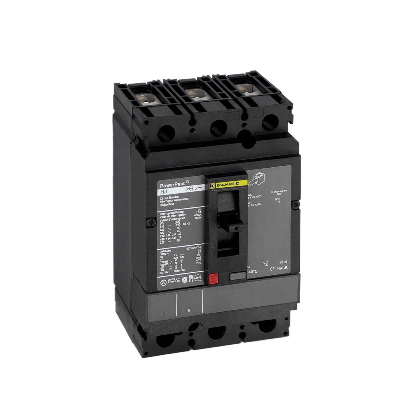 Interruptor termomagnético PowerPacT H, de 15A, 3 polos, 18kA a 600V, I-Line Schneider Electric HDL36015