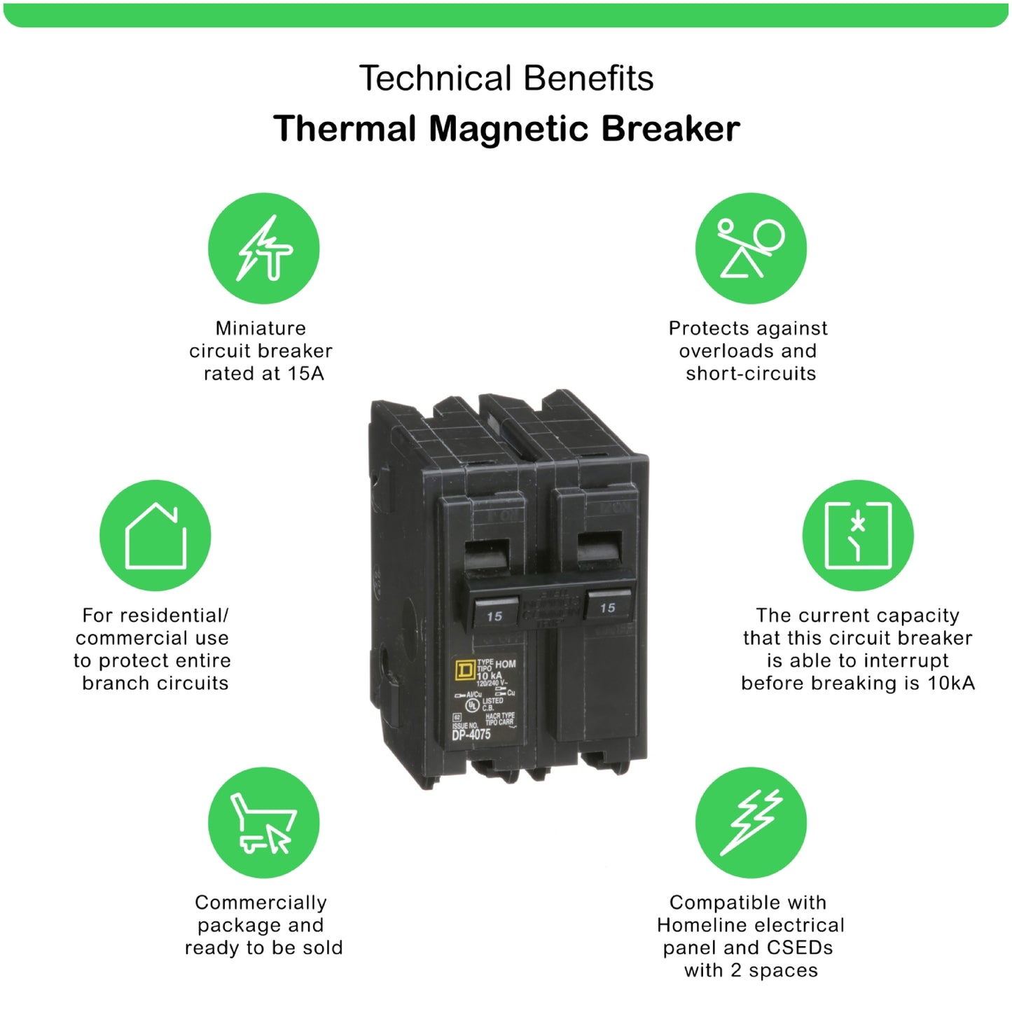 Homeline-Interruptor Miniatura Enchufable 10 kA 2x15 A Schneider Electric HOM215