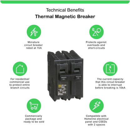 Homeline-Interruptor Miniatura Enchufable 10 kA 2x15 A Schneider Electric HOM215