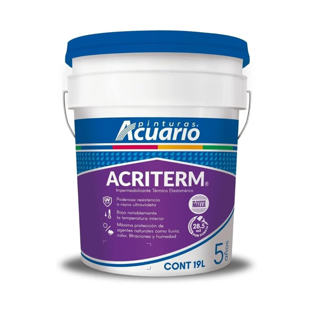 Impermeabilizante Acriterm 5 años 19 Lts Blanco Acuario