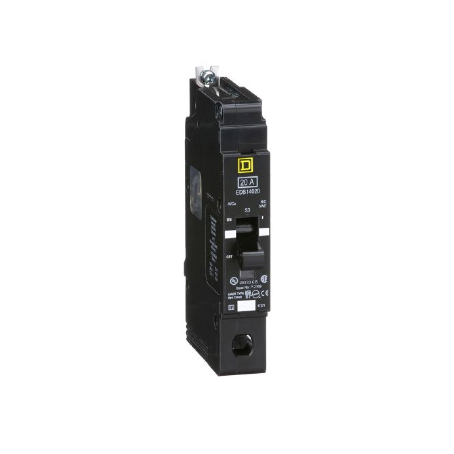 Interruptor Atornillable Marco E 1P 20A 277 Vca 18/25kA Square D Schnieder Electric EDB14020