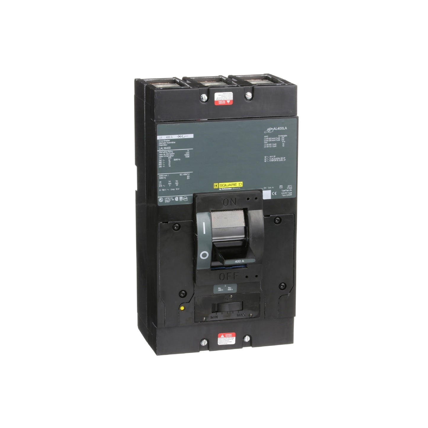 Interruptor Termomagnético 3 Polos 400 A Square D con Zapatas Schneider Electric LAL36400