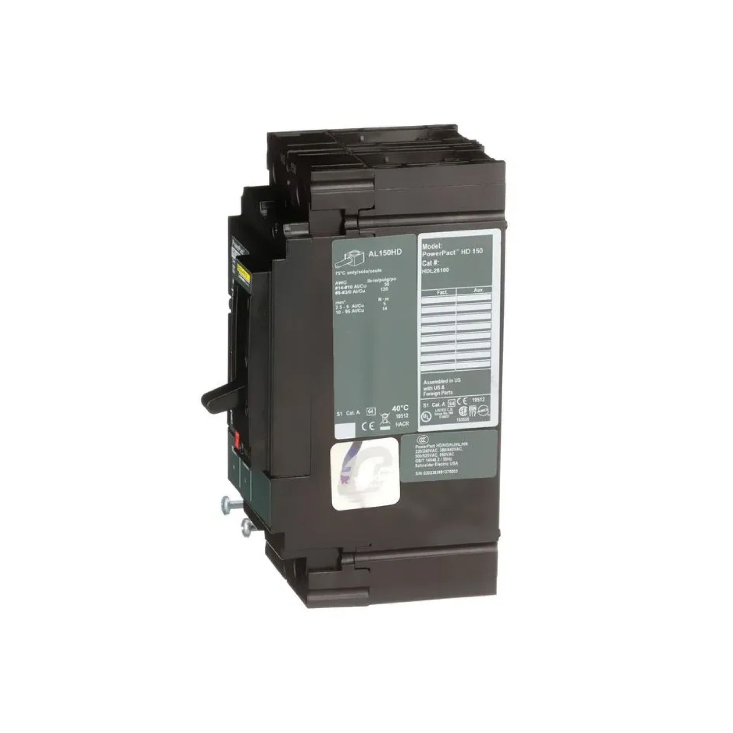 Interruptor Termomagnético Power Pact H 2P 100 A con Zapatas Schneider Electric HDL26100