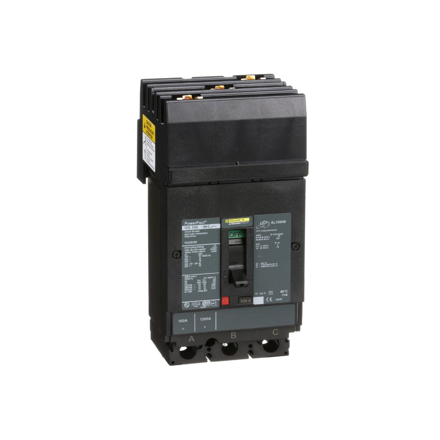 Interruptor Termomagnético Power Pact H 3P 100 A I-Line Schneider Electric HGA36100