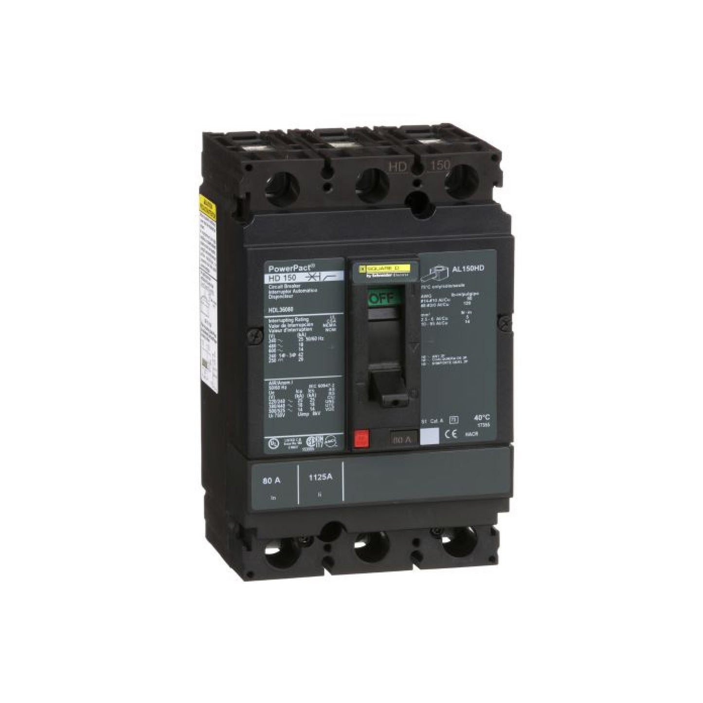 Interruptor Termomagnético Power Pact H 3P 80 A con Zapatas Schneider Electric HDL36080