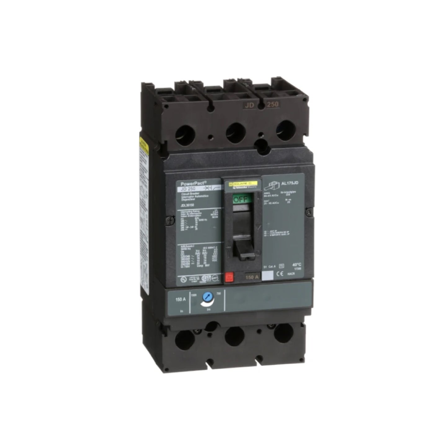 Interruptor Termomagnético Power Pact J 3P 150 A con Zapatas Schneider Electric JDL36150