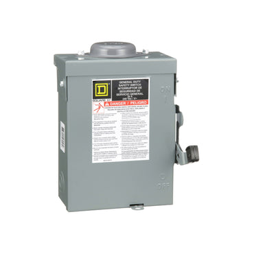 Interruptor de Seguridad con Porta Fusibles 2 Polos 30 A NEMA 3R Neutro Square D Schneider Electric D221NRB