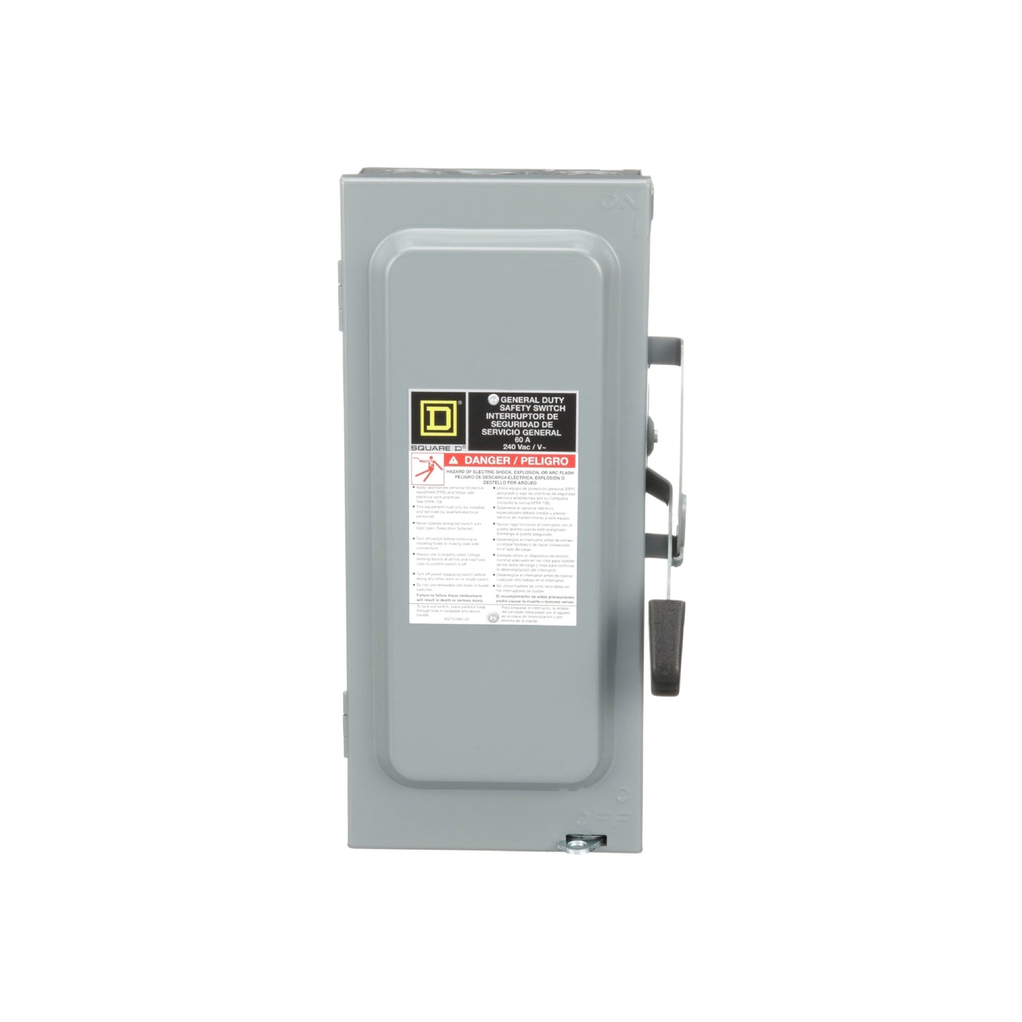 Interruptor de Seguridad con Porta Fusibles 3 Polos 60 A 4H 3F NEMA 1 Neutro Square D Schneider Electric D322N