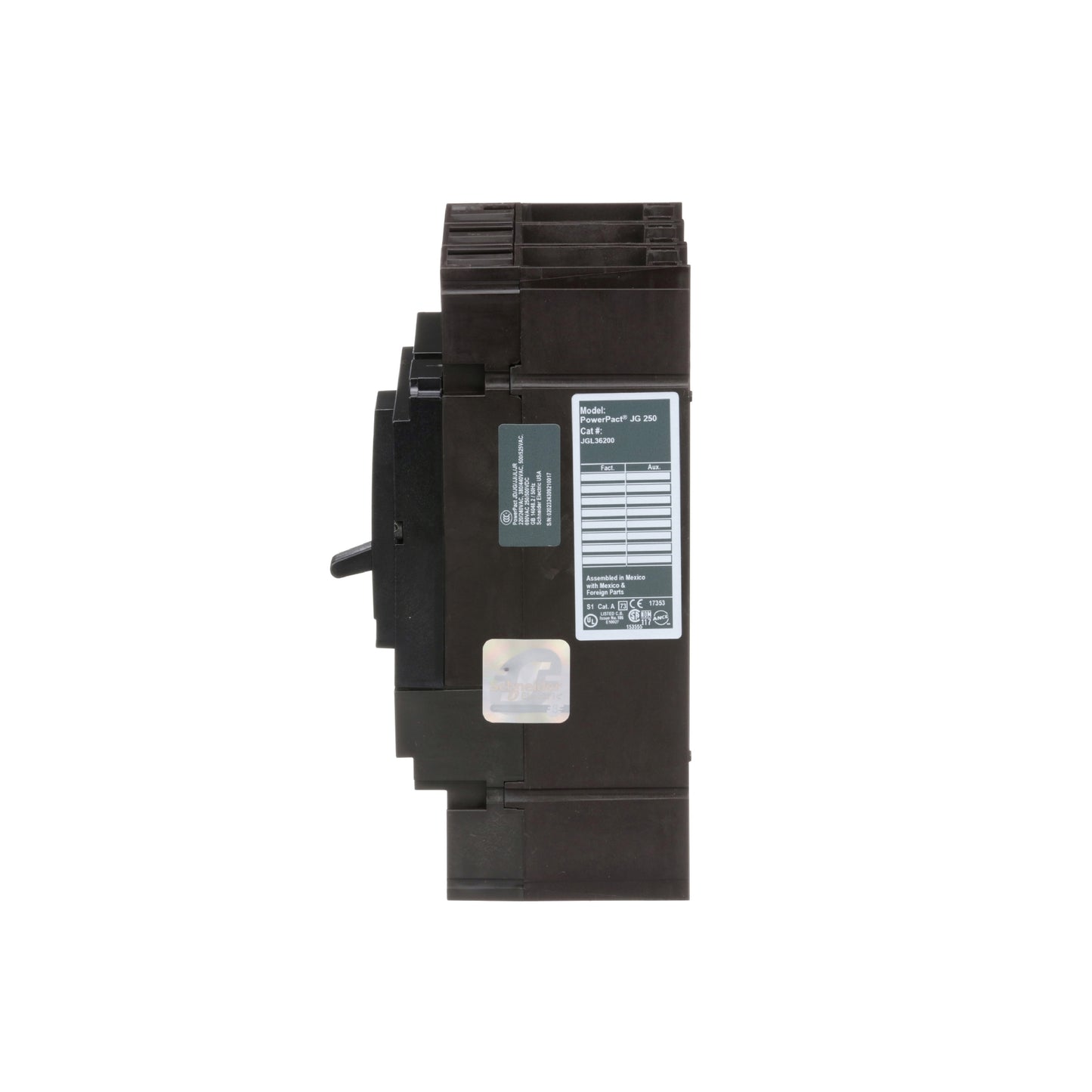 Interruptor Termomagnético Powerpact J, de 200A, 3 Polos, 35 kA a 600V, Zapatas Schneider Electric JGL36200