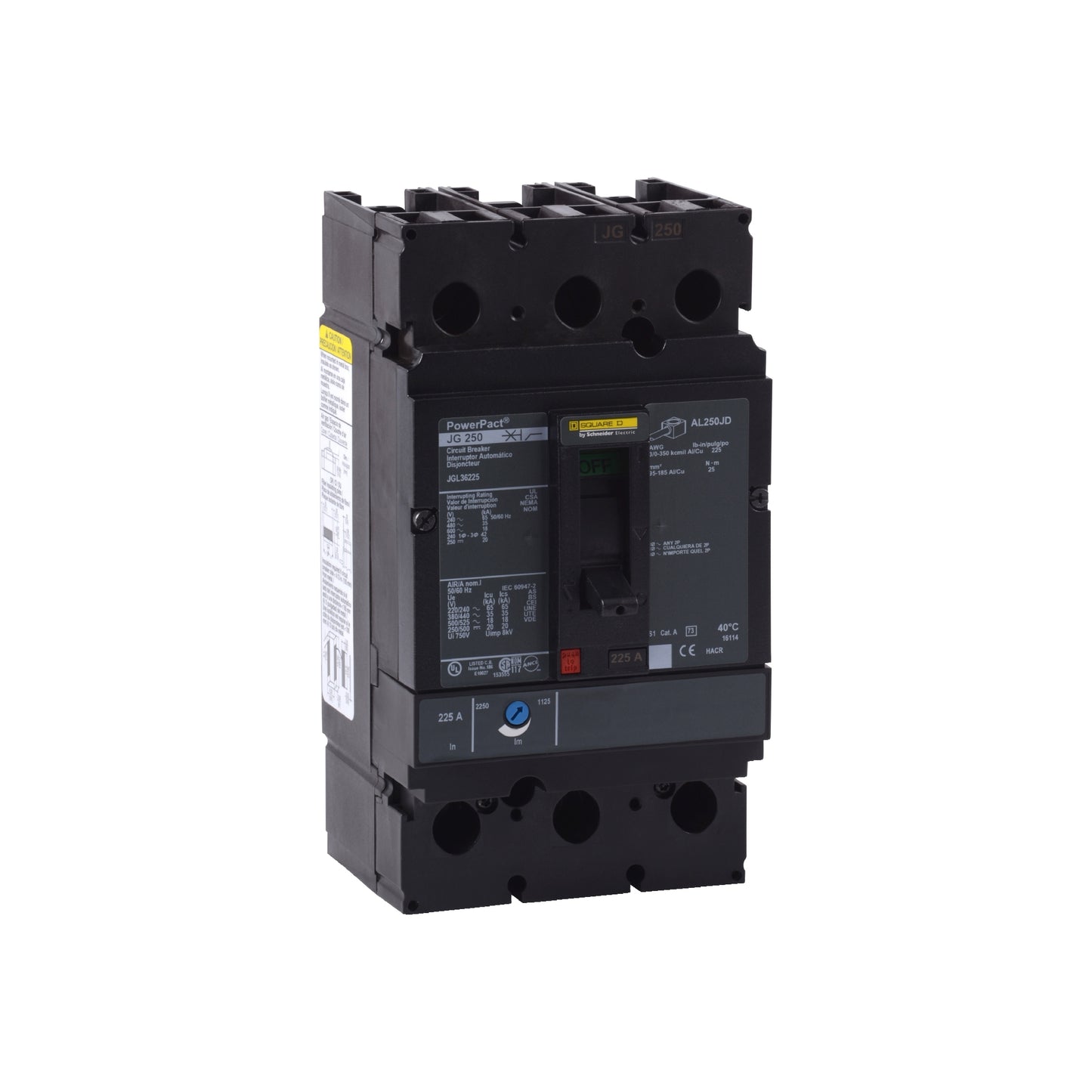 Interruptor Termomagnético Powerpact J, de 250A, 3 Polos, 18 kA a 600V, Zapatas Schneider Electric JGL36250