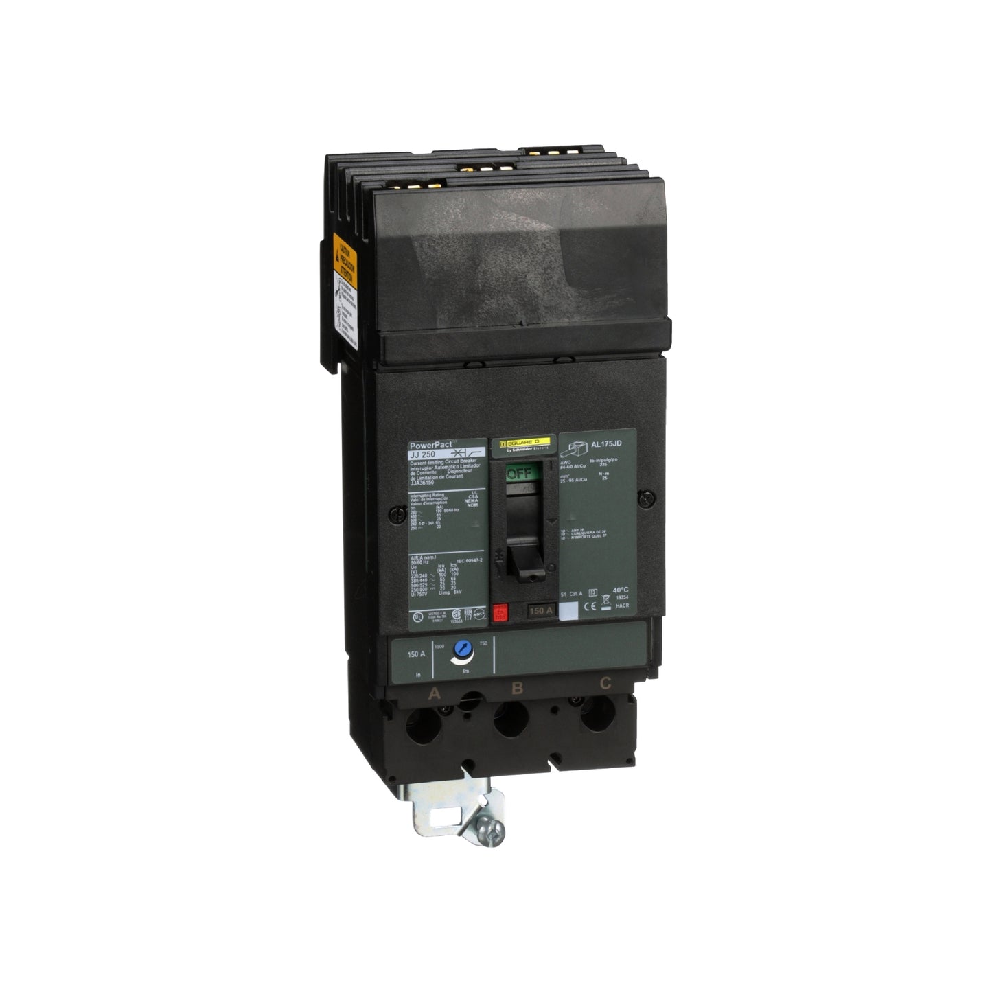 Interruptor Termomagnético Powerpact J, de 150A, 3 Polos, 65 kA a 600V, Zapatas Schneider Electric JJA36150