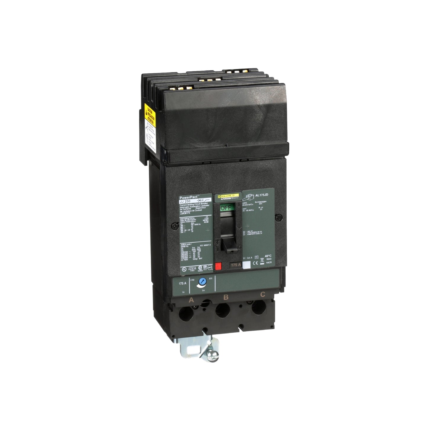 Interruptor Termomagnético Powerpact J, de 175A, 3 Polos, 65 kA a 600V, Zapatas Schneider Electric JJA36175