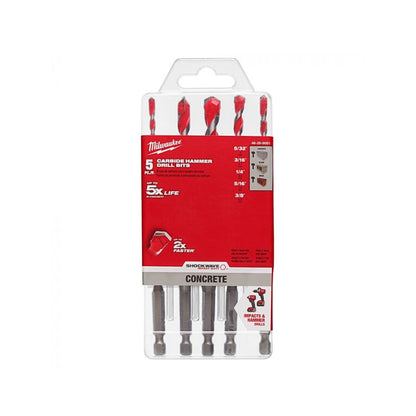 Juego de Brocas de Carburo para Concreto (5 pzs.) Milwaukee