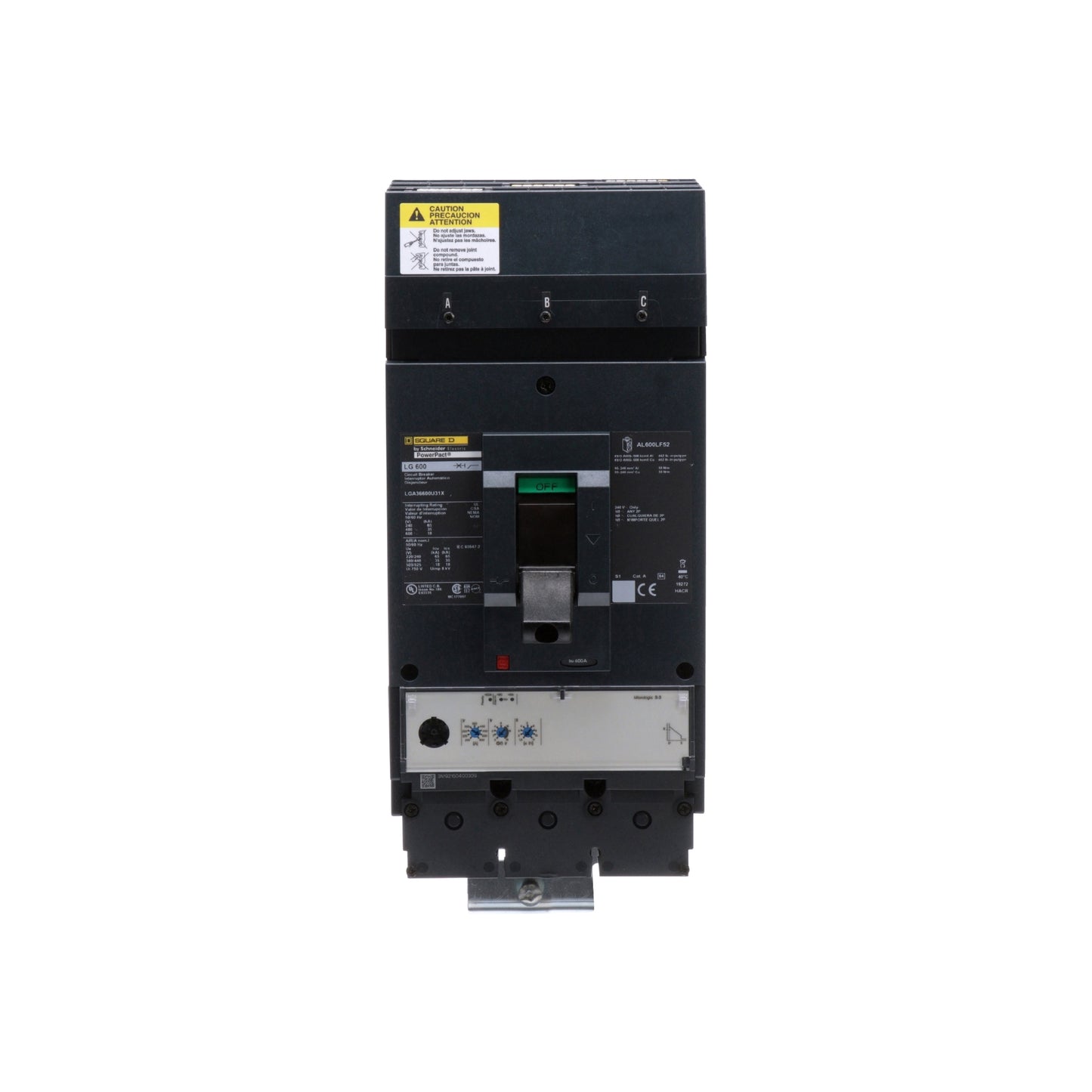 Interruptor Electrónico Powerpact L, de 600A, 3 Polos, 18 kA a 600V, I-Line, 3.3 Li Schneider Electric LGA36600U31X
