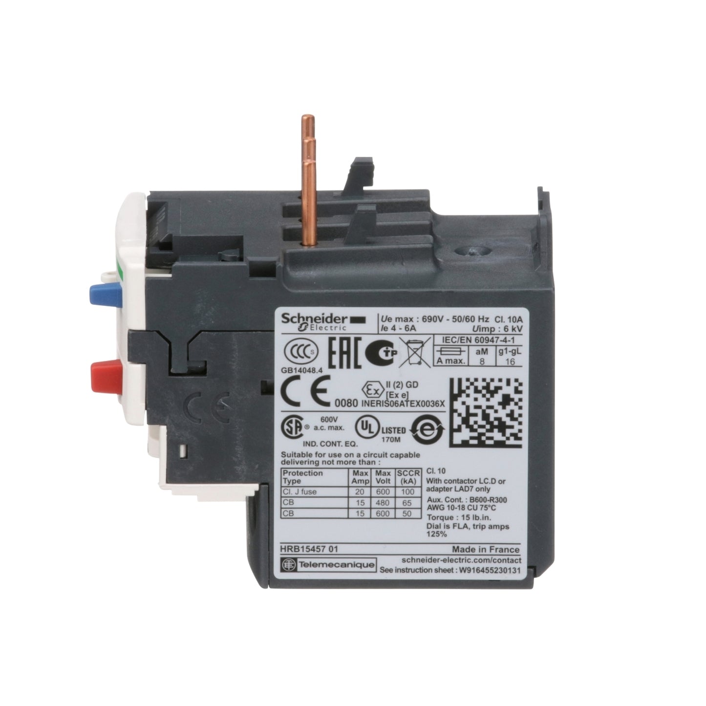 Tesys D-Relevador S de Protección Térmica-4...6 A-Clase 10A Schneider Electric LRD10