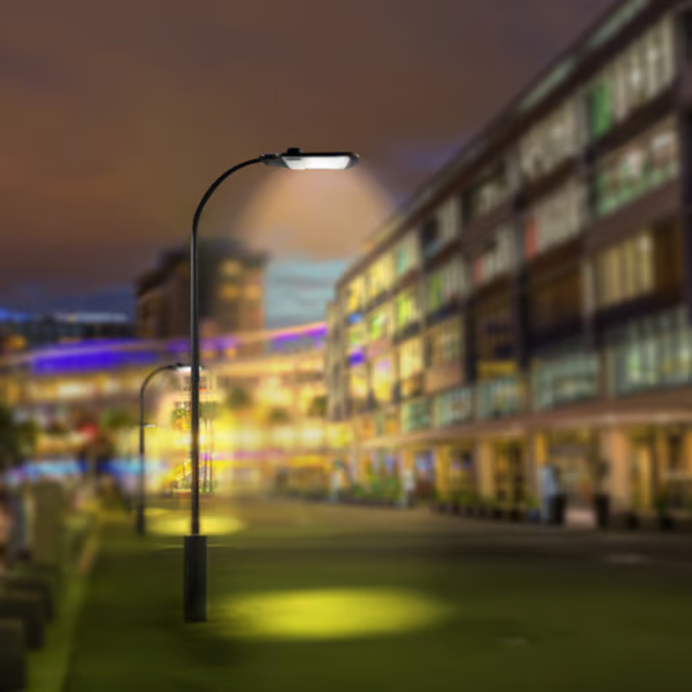 Lámpara LED de poste con fotocelda 120W Luz Fría Satinado Tecnolite