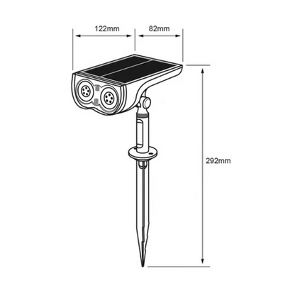Lámpara Solar LED tipo Estaca 2W Luz Cálida IP65 Negro Tecnolite