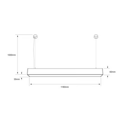 Lámpara colgante lineal LED Luz Neutra 20W Negro Tecnolite