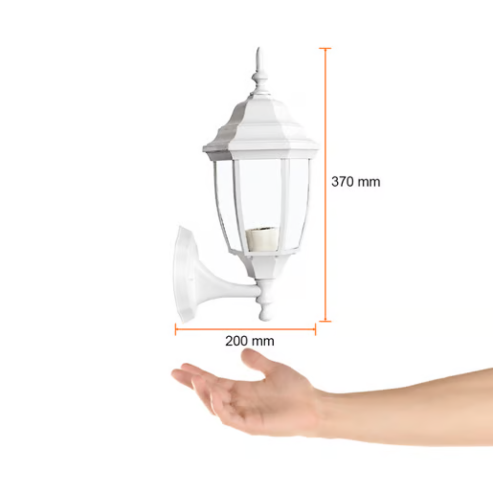 Lámpara de Pared Tipo Farol para Exteriores Base E27 Blanco Tecnolite