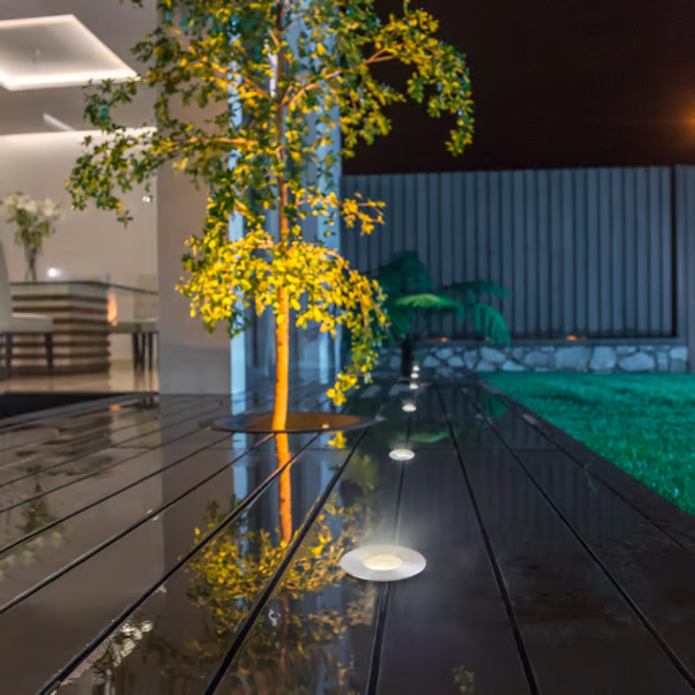 Lámpara de Piso LED Empotrable para Exterior Luz Cálida 2W Satinado Tecnolite