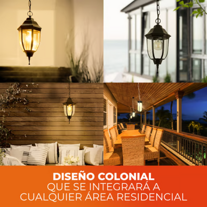 Lámpara de Techo Colgante tipo Farol para Exterior base E27 60W Negro Tecnolite