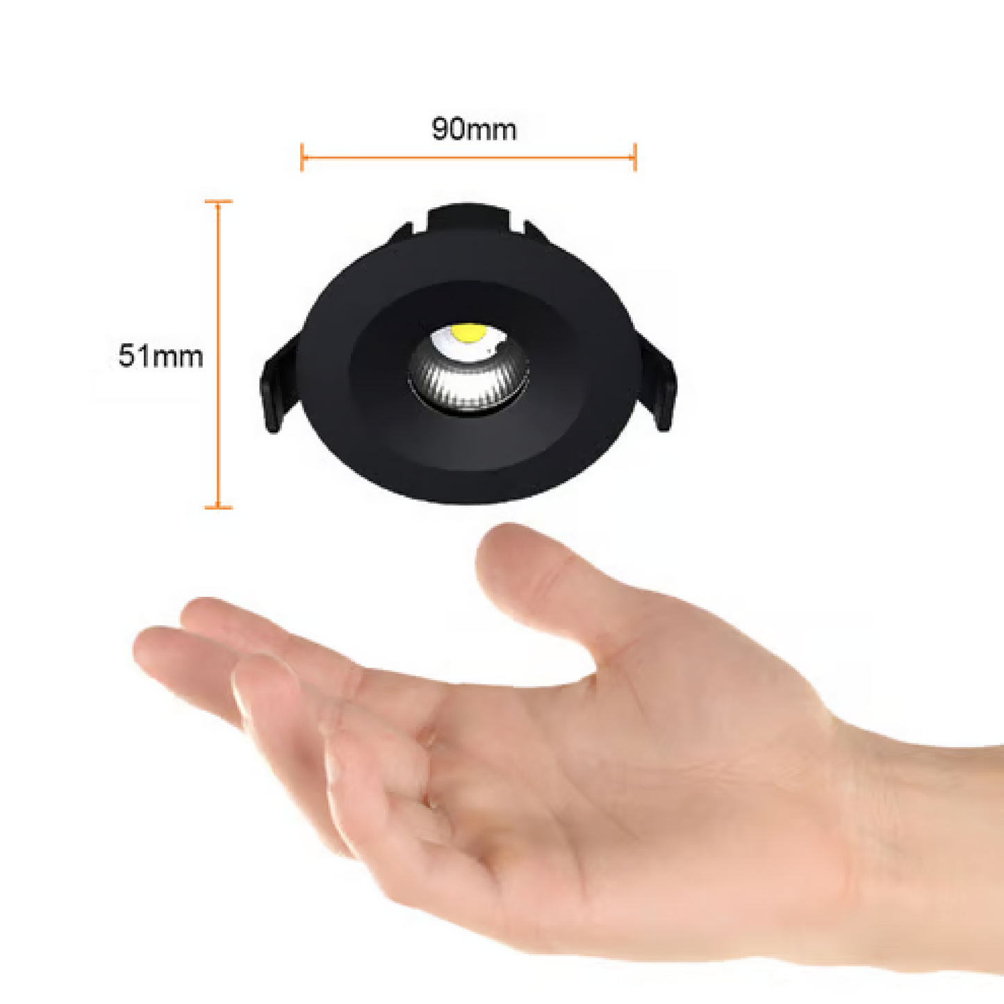 Lámpara de Techo LED Downlight 9W Luz Cálida Negro Tecnolite