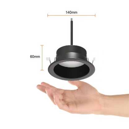 Lámpara de Techo LED Empotrable para Interior 20W Luz Cálida Negro Tecnolite