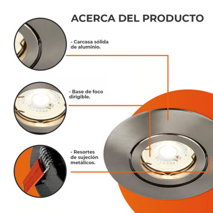 Lámpara de Techo LED Empotrable para Interior Base GX5.3 6W Satinado Tecnolite
