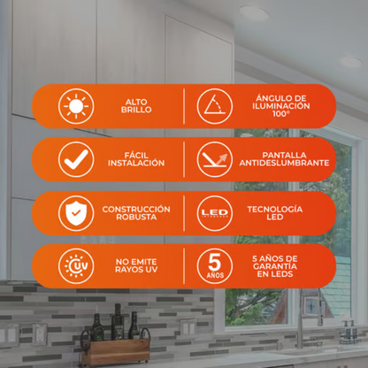 Lámpara de Techo LED Empotrable para Interior Luz Neutra 11W Tecnolite