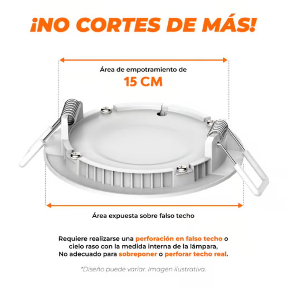 Lámpara de Techo LED Empotrable para Interior Luz Fría 12W Blanco Tecnolite
